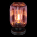 lampada da appoggio Normy con vetro viola a bulbo scanalato design vintage