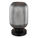lampada da appoggio Normy con vetro grigio fumè a bulbo scanalato design vintage