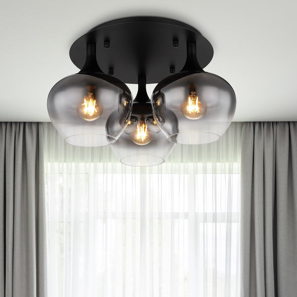 Plafoniera Maxy 3 luci design elegante in metallo e vetro