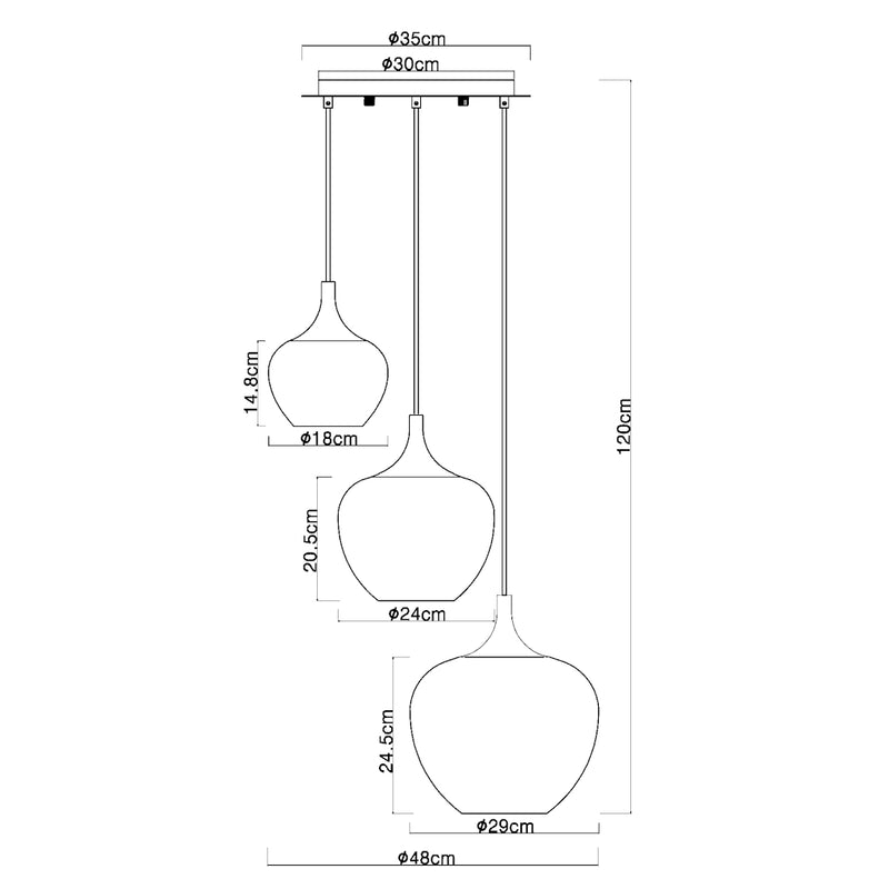 Maxy 15548-3H | Sospensione 3 Luci | Globo Lighting