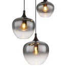 Lampadario in metallo nero e vetro fumé design elegante