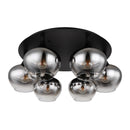 Lampada da soffitto Maxy in metallo nero e vetro fumé elegante