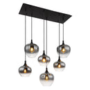 Lampadario moderno nero Serie Maxy con coppe in vetro fumé E27