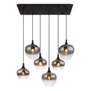 Lampadario moderno nero satinato e vetro fumé per sala da pranzo