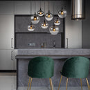 Lampadario moderno nero Maxy con otto coppe in vetro fumé E27