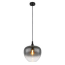 Lampadario moderno Maxy in metallo nero e vetro fumé