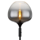 Piantana Maxy elegante in metallo nero e vetro fumé