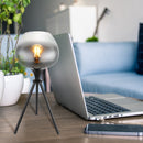 Lampada da appoggio Maxy in metallo nero e vetro fumé da ufficio e studio