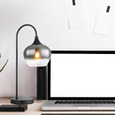 Lampada da tavolo moderna Maxy in metallo nero e vetro fumé per scrivania ed ufficio