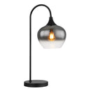 Lampada moderna da comodino Maxy nera con coppa in vetro fumé