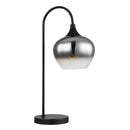 Lampada da appoggio Maxy in metallo nero satinato e vetro fumé