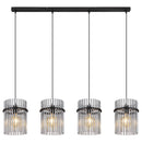 lampadario moderno per tavolo da pranzo 4 luci vetro grigio fumo
