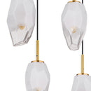 Dettaglio paralumi vetro opale lampadario Barcley ottone