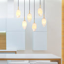 Lampadario Barcley Sospensione in Metallo Ottone con Paralumi in Vetro Opale e Trasparente