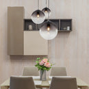 Lampadario moderno da cucina Varus in metallo cromato e vetro grigio fumo