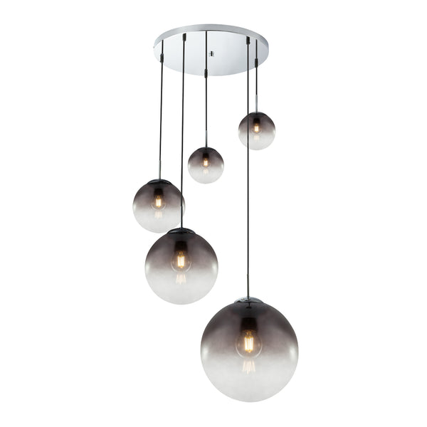 Varus 15861-5 | Lampadario Moderno | Sfere Vetro Fumè
