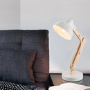 lampada da tavolo metallo bianco e legno per studio o lettura