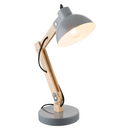 lampada da scrivania in metallo grigio e legno per studio o lettura