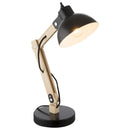 lampada da tavolo metallo nero e legno per studio o lettura