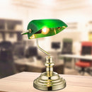Lampada da scrivania banchiera in metallo dorato e vetro verde 2491 Antique 