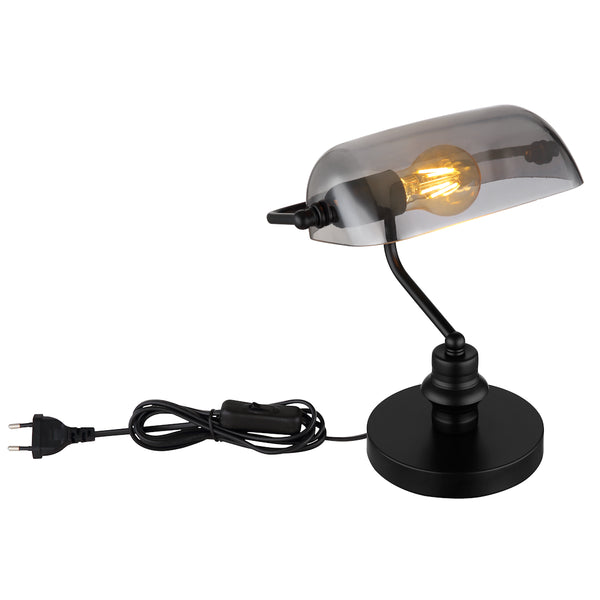 Lampada da tavolo elegante stile retrò in vetro fumé