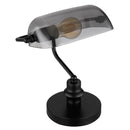 Lampada banchiera nera moderna con paralume trasparente grigio