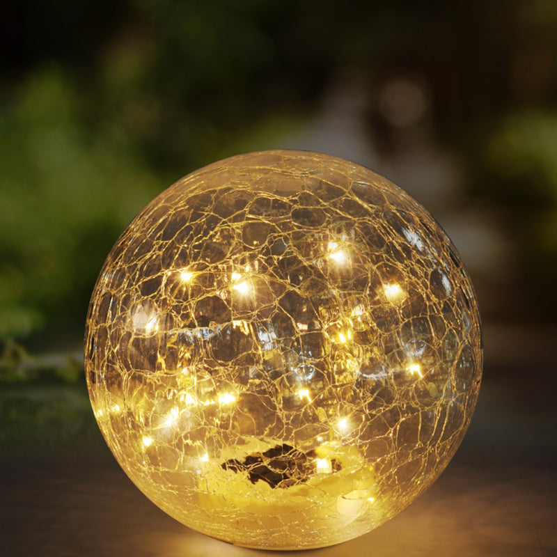 33304, Lampada LED solare sfera vetro craquele 25 cm