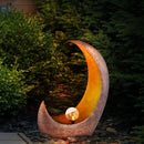 lampada solare decorativa a mezzaluna in metallo color ottone