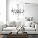 Lampadario classico a candelabro 5 luci attacco E14 in acrilico e cromo