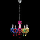 Lampadario colorato a sospensione con bracci in acrilico e attacco E14