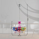 Sospensione chandelier 5 luci con dettagli cromati e corpo in acrilico