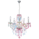 Lampadario Chandelier Nevada 5 Luci in Acrilico Colorato Pastello Stile Classico Moderno