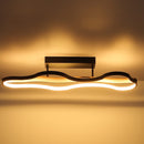 Plafoniera Bezzy moderna in metallo nero e legno curvo