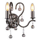 applique CAMILA 2 luci in metallo nero e cromo con cristalli fumè e trasparenti