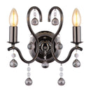 applique da parete neoclassica con due bracci curvi e cristalli decorativi