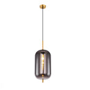 lampadario elegante Blacky Ø22 cm in ottone satinato e nero con vetro grigio fumè