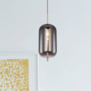 Sospensione Blacky dettaglio struttura in metallo ottone e nero con vetro fumè raffinato