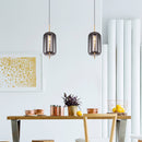 sospensione moderna con diffusore ovale trasparente grigio per sala da pranzo o cucina