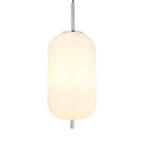 dettaglio struttura metallo acciaio satinato e diffusore in vetro bianco