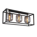 plafoniera rettangolare design geometrico con sfere vetro grigio trasparente