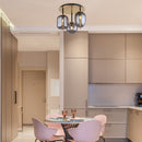 plafoniera moderna con diffusori trasparenti grigio fumè di forme diverse