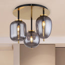 plafoniera elegante Blacky 3 luci in metallo nero e ottone satinato