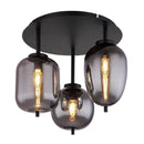 plafoniera moderna Blacky 3 luci in metallo nero satinato e vetro grigio fumè