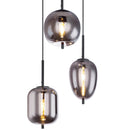 plafoniera con diffusori trasparenti fumè di forme diverse