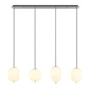 sospensione lineare con quattro vetri bianchi di forme diverse