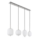 lampadario moderno Blacky 4 luci in acciaio satinato e vetro opale