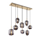 plafoniera Blacky 8 luci ottone e nero design elegante