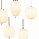 Blacky dettaglio struttura in acciaio satinato e vetri bianchi opali