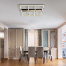 plafoniera led moderna geometrica 60x60 cm in metallo nero e legno