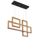 lampadario led moderno Mandera in metallo nero e legno lungo 150 cm